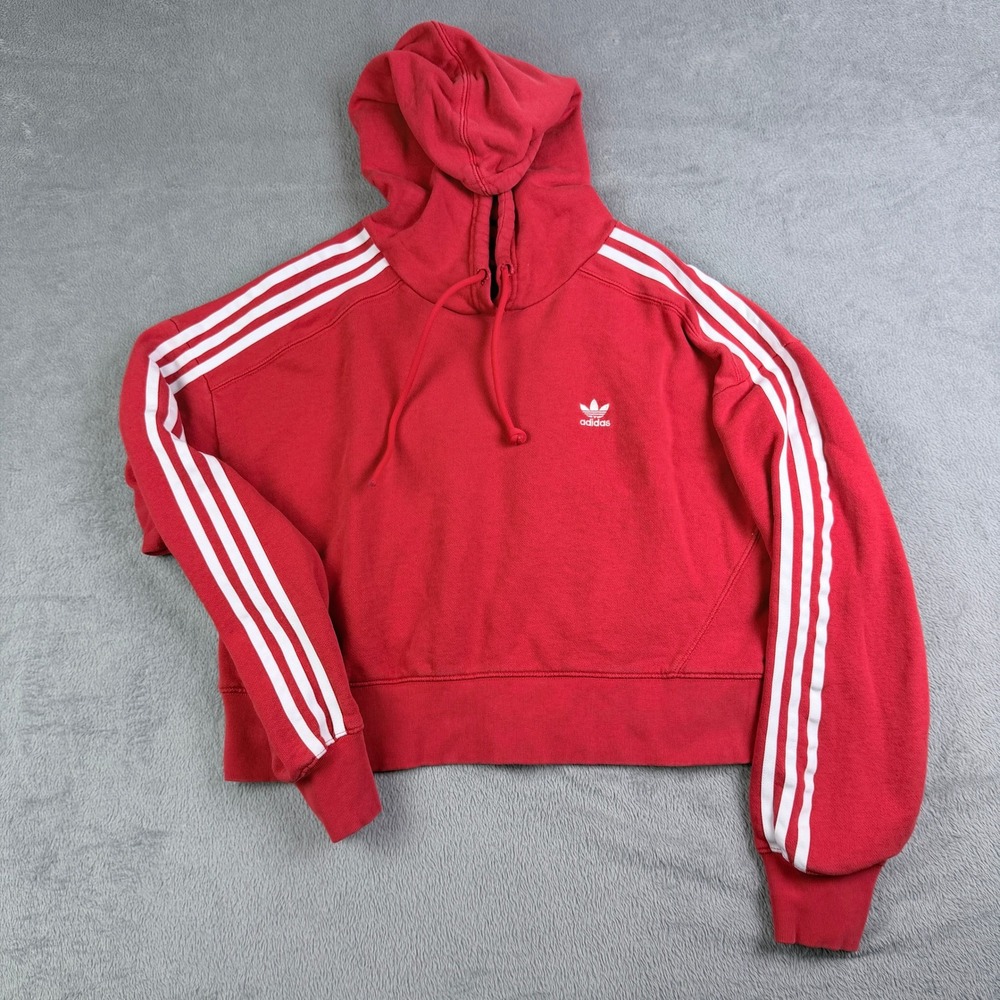 Adidas Originals Adicolor Classics 3-Stripes Cropped Hoodie Red H34614 Womens S